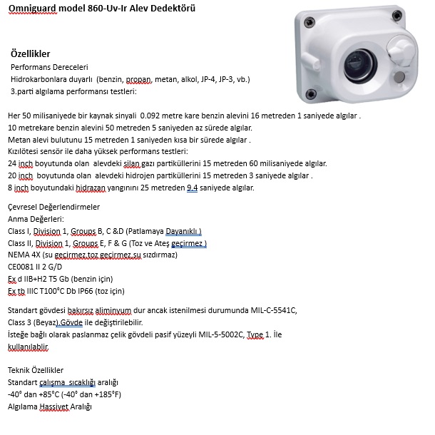 Omniguard model 860 Uv Ir Alev Dedektörü